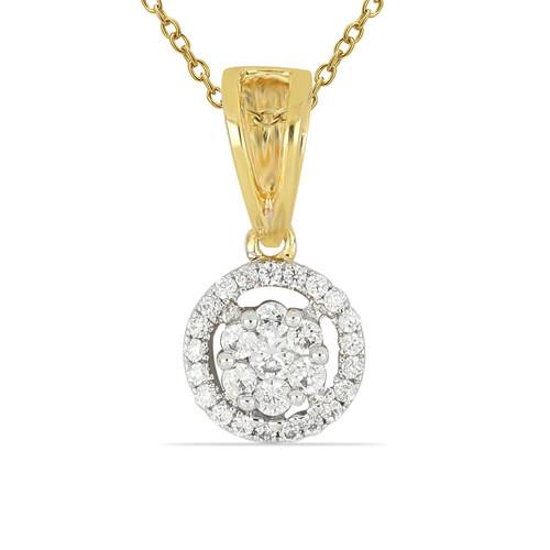 14K GOLD REAL WHITE DIAMOND GEMSTONE HALO PENDANT